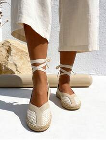 Women's Bohemian Braided Flat Sandals, Summer Spring Beach Shoes, Holiday Lawn Design For Dates And Work, Vacation Style - 杏色 - 查看 4