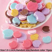 6/10/15个卡通仿真饼干，圆形夹心饼干，随机混合DIY树脂饰品，适用于DIY工艺品——各种迷你装饰品，可用于发饰、钥匙扣、手机壳、杯子和鞋子装饰、剪贴簿、珠宝制作 - 夾心餅乾系列 - 查看 9
