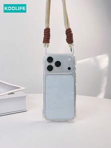 Koolife 2-In-1 Phone Case And Lanyard Set [1 Four-Corner Open Phone Case, 1 Detachable Lanyard], Solid Color TPU Phone Case With Built-In Lens Protector, Raised Lens Protection, Wrist Strap Lanyard, Independent Buttons, Shock-Proof, Compatible With IPhone 17/17 Pro/17 Pro Max - Transparent White Buttons - View 8