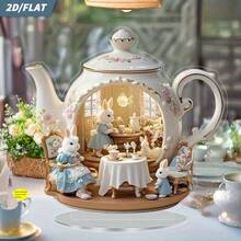 1 mô hình gia đình thỏ 2D phẳng đang thưởng thức trà chiều, thích hợp để trang trí bàn, đa năng cho lễ Phục sinh, nhà cửa và văn phòng, món quà lý tưởng. - Nhiều màu - Xem 5