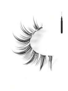 7 Pairs Natural Criss-Cross Full Head False Eyelashes, Transparent Eyelash Stem, Suitable For Daily Wear, Cartoon Style, Travel Essential - 黑色 - 查看 7
