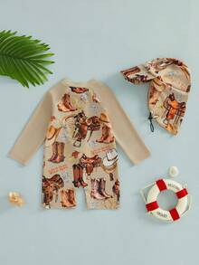 Newborn Baby Swimwear - Light Brown - View 3
