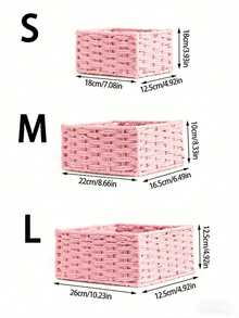 3pcs Rattan Desk Storage Baskets, Makeup, Keys, Snacks Tray, Home Living Room Woven Storage Baskets, SML Set, Handmade Desktop Organizer For Bedroom, Living Room, Study, Office, Suitable For Halloween, Valentine's Day, Christmas Decor - Pink - View 7