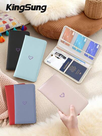 Kingsung Minimalist Heart-Shaped PU Leather Car Document Holder, Fashion Driving License Wallet, Card Case, Glove Box Organizer, Suitable For Storing Vehicle Registration, Insurance, Driver's License, Passport And Other Cards | Essential For Travel/Vacation, Perfect Gift For Car/Truck/Motorcycle/Trailer Owners (Birthday/Valentine's Day/Anniversary), Back To School Accessory