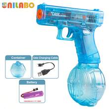 Unilabo电动水枪玩具 - 高功率连续射击，带消音器，时尚设计，大容量，适合沙滩/泳池派对和户外夏季娱乐，夜间对战 - 3岁以上男孩女孩的理想节日生日礼物 - 彩色 - 查看 14