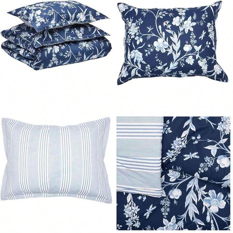 , Set de Edredn Full Queen 100% Algodn, Color Azul, Branch Toile - reina completa + azul - Ver 1