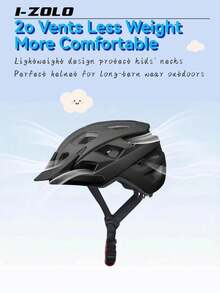 I-ZOLO 3-10岁儿童可调节自行车头盔，男女童通用，带面罩，适合滑板和平衡车骑行 - 黑色 - 查看 4
