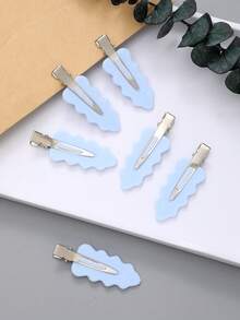 1个叶形基础实用刘海夹，无缝发型造型化妆夹，鸭嘴夹发饰 - 藍色 - 查看 3