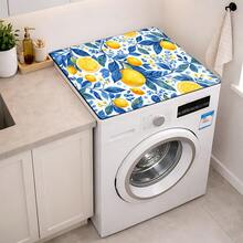 1件复古柠檬图案印花洗衣机防尘垫，橡胶软底，洗衣房配件，洗衣机顶部保护垫，速干，冰箱防尘罩，咖啡机台面吸水垫，硅藻土沥水垫，现代洗衣房和厨房电器洗衣机和烘干机防尘罩，家居装饰，厨房和餐厅装饰