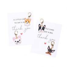 Thank You Card Cute Cartoon Pet Keychain Alloy Dog Bag Pendant Holiday Small Postcard Employee Appreciation Encouragement Blessing Close Friends - Corgi - Xem 4