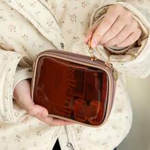 1pc 2026 New High-End PVC Cosmetic Bag For Women, Portable Large-Capacity Makeup Organizer, Fragrance-Free Travel Toiletry Case For Business Trips And Skincare Products - 咖啡棕 - 查看 5