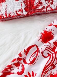 2件套 少女碎花吊带背心+阔腿裤，春夏款 - 紅白色 - 查看 4