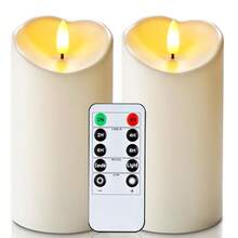 2pcs Flameless Candles With Remote Control, LED Candles Battery Operated With Timer, Flickering Realistic Pillar Candles For Patio Porch Decor, Ivory White, 2pcs/Set - Ivory - View 8