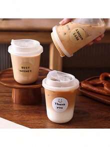 20 Count 16oz Disposable Thickened PET Coffee Cups, Heat-Resistant, Leak-Proof, Flip-To-Drink Design, The Preferred Choice For Coffee Enthusiasts - White - View 3
