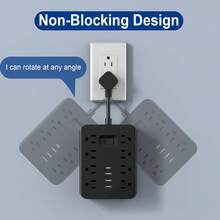 一款12合1电源适配器，配备4个USB接口、1个Type-C接口和8个交流电源插座。墙壁插座带浪涌保护功能，便携式设计，适用于家庭、办公室和旅行使用。 - 美規B型插(110-127V) - 查看 7