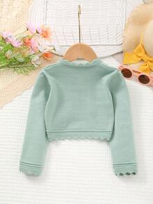 Baby Girls' Elegant Hollow Lace Knit Cardigan Shawl, A Gift For Baby! Autumn/Winter - Cadet Blue - View 6