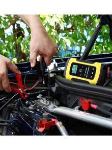 Cargador de batería automático inteligente para coche de 12 V y 6 A con pantalla LCD, reparación de refuerzo de tres etapas y funciones de carga segmentadas. - Amarillo - Ver 1