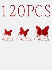 12片3D蝴蝶墙贴，客厅卧室墙面装饰，贴纸，墙贴，乙烯基贴纸，家居装饰，春季装饰，为您的家增添活力，节日装饰贴纸，生日毕业礼物，派对用品，墙面装饰 - 紅色 - 查看 8