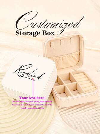 1ชิ้น พิมพ์ลายตามสั่ง: กล่องเก็บของทรงสี่เหลี่ยมชื่อส่วนตัว - กล่องเครื่องประดับ PU แบบพกพา, สามารถเก็บสร้อยคอ, ต่างหู, แหวน - กล่องเก็บของสำหรับเดินทางแบบหลายชั้น - ของขวัญที่เหมาะสำหรับน้องสาว, ป้า, แม่, ย่า, แฟน, นักเรียน ฯลฯ - เหมาะสำหรับวันหยุด, งานแต่งงาน, วันเกิด, วันวาเลนไทน์, วันแม่, พิธีสำเร็จการศึกษา
