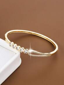 1pc Fashionable Geometric Dotted Rope Circle Design Artificial Zirconia Inlaid Women's Bracelet - Multicolor - View 3