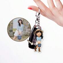 Personalized 2D Style Keychain, Customized Photo Gift, Backpack Pendant, Photo Keychain, Valentine's Day Gift, New Year Gift - Multicolor - View 2