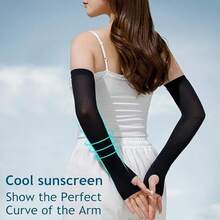 Mangas Uv Protección Para Brazo Seda Hielo Resistente Elástico - Negro - Ver 11