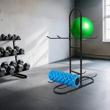 WANLECY Stabilising Ball Rack 2-Layer Exercise Ball Holder, Freestanding Yoga Ball Yoga Mat Storage Rack For Stability Ball Fitness Ball Yoga Mat Sports Balls Rollers Home And Commercial Gym - Black - View 3