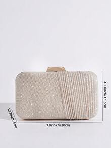 褶皱手拿包、宴会手提包、女士单肩斜挎链条包 - 香檳色 - 查看 9