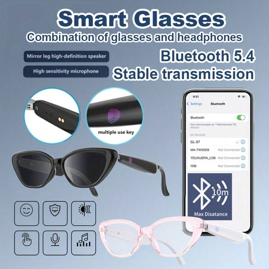 CKGO Smart Glasses, HD Noise Cancelling Bluetooth Calling, Music Playback, Lightweight Long-Lasting Smart Wearable Device, Fashionable Outdoor Glasses - Multicolor - View 1