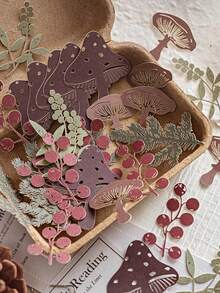 1包白色牛皮纸镂空材料包，冬季觅食系列，简约冬季雪景剪贴簿贴纸 - 彩色 - 查看 4