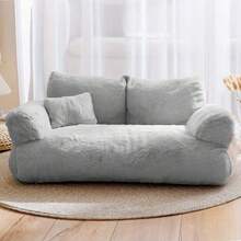 Thick Plush Pet Bed Sofa, Soft And Warm, Suitable For Dogs And Cats To Sleep, Easy To Clean Dog Bed And Cat Bed, Non-Slip Design - Light Grey - View 4
