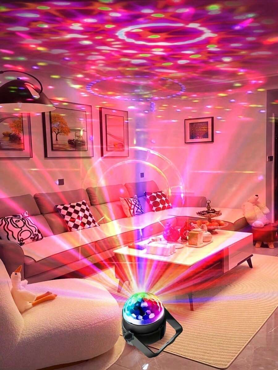 USB LED Mini Disco Ball Light Sound Activated RGB Strobe Lamp Colorful DJ Dance Stage Light For Halloween Christmas Birthday Wedding Home Room Karaoke Club Party Decorations - Nhiều màu - Xem 1