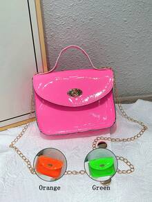 1pc Girl's Patent Leather Crossbody Bag & Coin Purse, Fluorescent Leather Surface, Fashionable Yet Playful, Great Gift - Multicolor - View 1