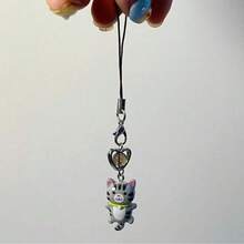 New Cute Cat Keychain, Retro Y2K Cartoon Animal Minimalist Phone Charm, Lucky Cat Pendant, Phone Lanyard Accessory - Multicolor - View 18