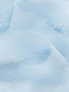 1roll/2rolls - 6 Yards Handmade Tassel Chiffon Ribbon, 3.81 Cm X 7 Yards Ribbon Set For Wedding Invitations, Bridal Bouquets, Gift Wrapping, DIY Crafts, Valentine's Day Garden - Blue - View 5