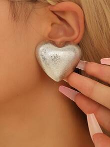 1对心形亚麻耳钉，时尚百搭，适合日常佩戴 - 愛心麻麵耳釘 - 查看 7
