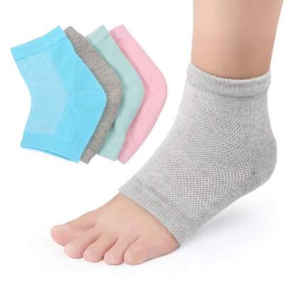 2 Pairs Mesh Gel Lining Heel Leg Warmers, Non-Slip Sock Liners, Heel Protectors, Breathable Sweat-Absorbing Ankle Leg Warmers, Half Leg Warmers, Foot Protection Sleeves