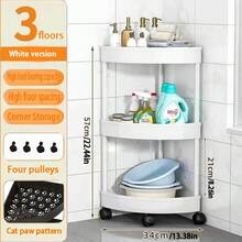 Multi-Function Rolling Storage Rack - Plastic Storage Basket With Rattan Weaving And Top Handle, Suitable For Office, Kitchen, Bathroom, Bedroom, Rolling Storage Rack And Upright Shelving Unit, Floor Standing Shelving, Wheeled Storage Cart, Bathroom Storage Rack, Kitchen Storage Rack, Support Rack, Rolling Storage Cart, Support Rack, Movable Shelving Unit, Home And Office Desk, Shelf - Multicolor - View 21