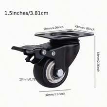 4个通用重型静音旋转脚轮，直径1.5英寸，带刹车轴，适用于手推车和小拖车 - 彩色 - 查看 6
