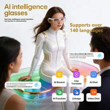New Multi-Functional Audio Glasses, Featuring AI Smart Glasses That Support Real-Time Translation In 151 Languages, Are Equipped With A Built-In Microphone And Speaker, As Well As A 55mAh*2 Independent Battery. - Multicolor - View 2