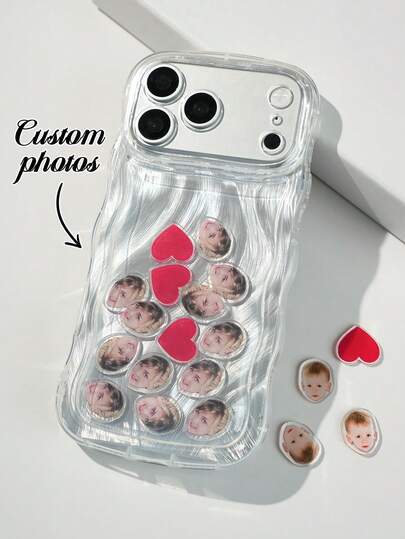 パーソナライズ写真スマホケース、カスタム写真アクリルプレート、シェイキングスマホケース、ハート型、レーザーカード、バレンタインデーギフト、誕生日ギフト、カップルギフト、記念日ギフト、耐衝撃&耐久性、コケット美学