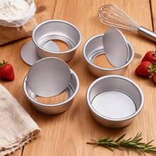 1pc/4PCS/6PCS, Mini Aluminum 4-Inch Round Cake Mold, Removable Bottom, Easy Release And Scratch-Resistant Surface – Ideal For Weddings, Holidays, And Home Baking Tools, Christmas And Valentine's Day Baking Molds. - Multicolor - View 9