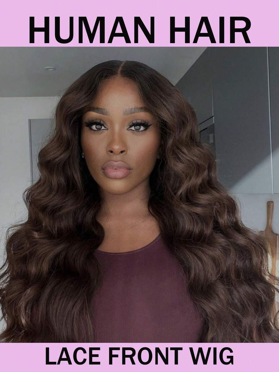 13x4 Transparent Lace Front Wavy Brown Wig, 150% Density Human Hair Wig For Women - S4 - View 1