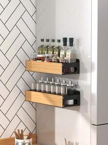 冰箱磁性调料架，厨房磁性调味品收纳架，免钻孔多功能厨房整理架，节省空间的家居收纳，家居装饰