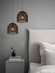 1pc Handwoven Paper Rope Lamp Shade, Creative Pendant Light Suitable For Rooms, Inns, Hotels, Restaurants And Other High-End Lighting Spaces