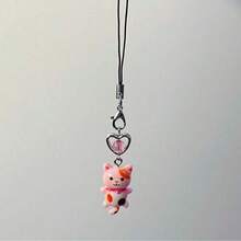 New Cute Cat Keychain, Retro Y2K Cartoon Animal Minimalist Phone Charm, Lucky Cat Pendant, Phone Lanyard Accessory - Multicolor - View 9