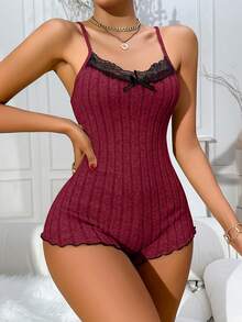 Women's Autumn Winter Jumpsuit Brushed Comfortable Fabric Embroidery Patchwork One-Piece - Đỏ số 17 - Xem 3