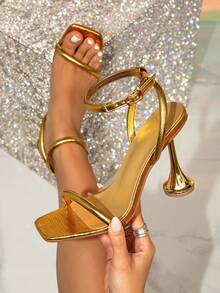 Sexy Gold High Heel Sandals, Fashion Women's Party & Banquet Stiletto Heels - Gold - View 5