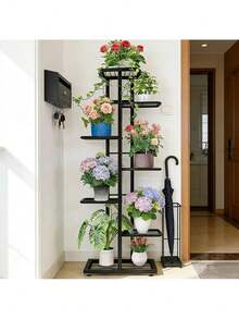 This Year's Best-Selling 6/5/4 Plant Stand, Storage Rack, Display Shelf - Latest Upgraded Model Indoor/Outdoor Metal Plant Stand With Multi-Tier Design Accommodates Multiple Potted Plants.Features A Rust-Proof Coating For Durability.Evenly Spaced Grid Structure Ensures Balanced Weight Distribution And Prevents Deformation.Widened Base Maximizes Space Utilization.Round Base Prevents Floor Scratches While Maintaining Stability.Suitable For Patios, Corner Balconies, Living Rooms, Studies, And More.Folds For Easy Storage. - Màu đen/7 lớp - Xem 7