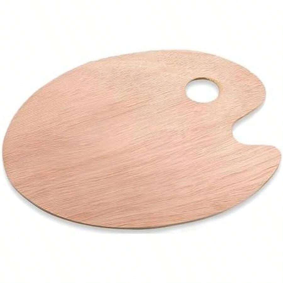 8" X 12" Wooden Oval-Shaped Artist Painting Palette,Oil Watercolor Paint Palette,Wood Paint Palette With Thumb Hole,Art Pallet For Painting,Palettes,Wood Paint Color Mixing Tray Acrylic Painting Wood - 1 Pack - 查看 1